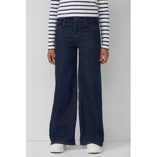 s.Oliver high waist wide leg jeans dark blue denim Blauw Effen