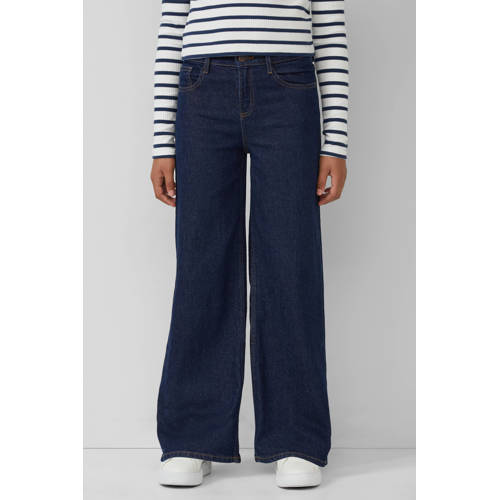 s.Oliver high waist wide leg jeans dark blue denim Blauw Effen - maat 134 afbeelding