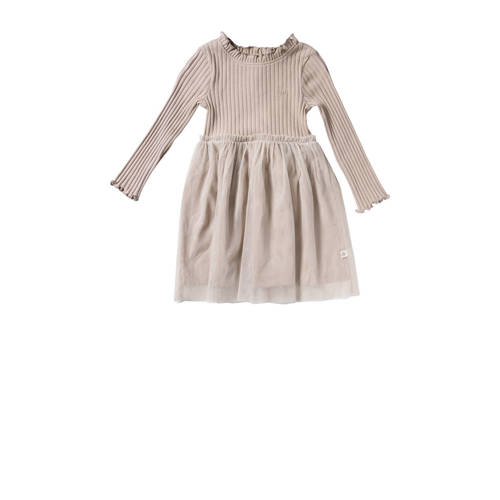 Your Wishes midi jurk rib gebreid beige Meisjes Polyester Opstaande kraag - maat 116 afbeelding