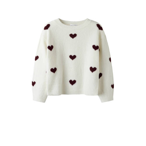 NAME IT KIDS trui met hartjes wit fijn gebreid Meisjes Polyester Ronde hals - maat 122/128 afbeelding