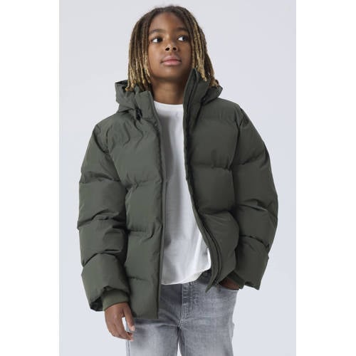 NAME IT KIDS gewatteerde jas donkergroen Jongens/Meisjes Polyester Capuchon - maat 128 afbeelding