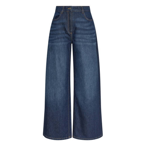 MSCH Copenhagen wide leg jeans dark blue denim Blauw Effen - maat L afbeelding