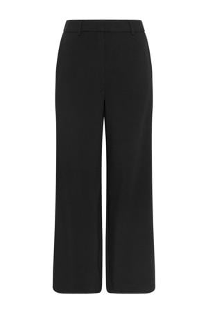 wide leg regular waist pantalon zwart