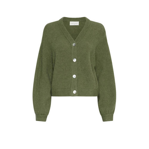MSCH Copenhagen gebreid vest groen Dames Polyamide V-hals Effen - maat L/XL afbeelding