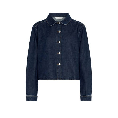 MSCH Copenhagen blouse dark blue denim Blauw Dames Katoen Klassieke kraag - maat L/XL afbeelding