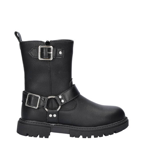 Nelson Kids bikerboots zwart Meisjes Imitatieleer Effen - maat 38 afbeelding