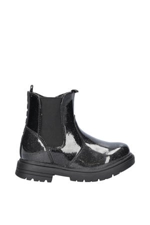 lak chelsea boots met glitters zwart