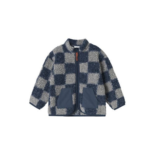 NAME IT MINI teddy outdoor vest donkerblauw Ruit - maat 122/128 afbeelding
