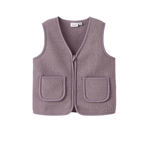 NAME IT MINI teddy gilet paars Effen - maat 104 | Gilet van NAME IT afbeelding