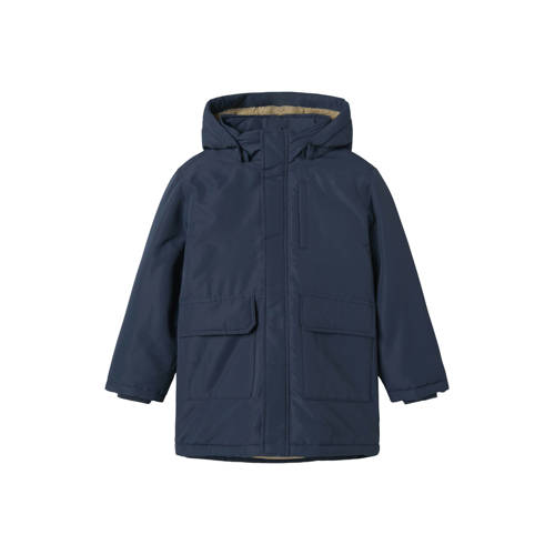 NAME IT KIDS parka donkerblauw Jas Jongens Polyester Capuchon Effen - maat 146 afbeelding