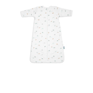 baby slaapzak met afritsbare mouw On the Go Wit/blauw/beige