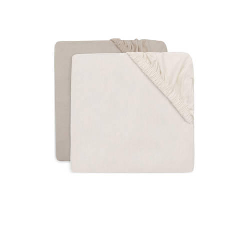 Jollein jersey hoeslaken boxmatras Oatmeal/Sand - van 2 beige/ecru Effen afbeelding