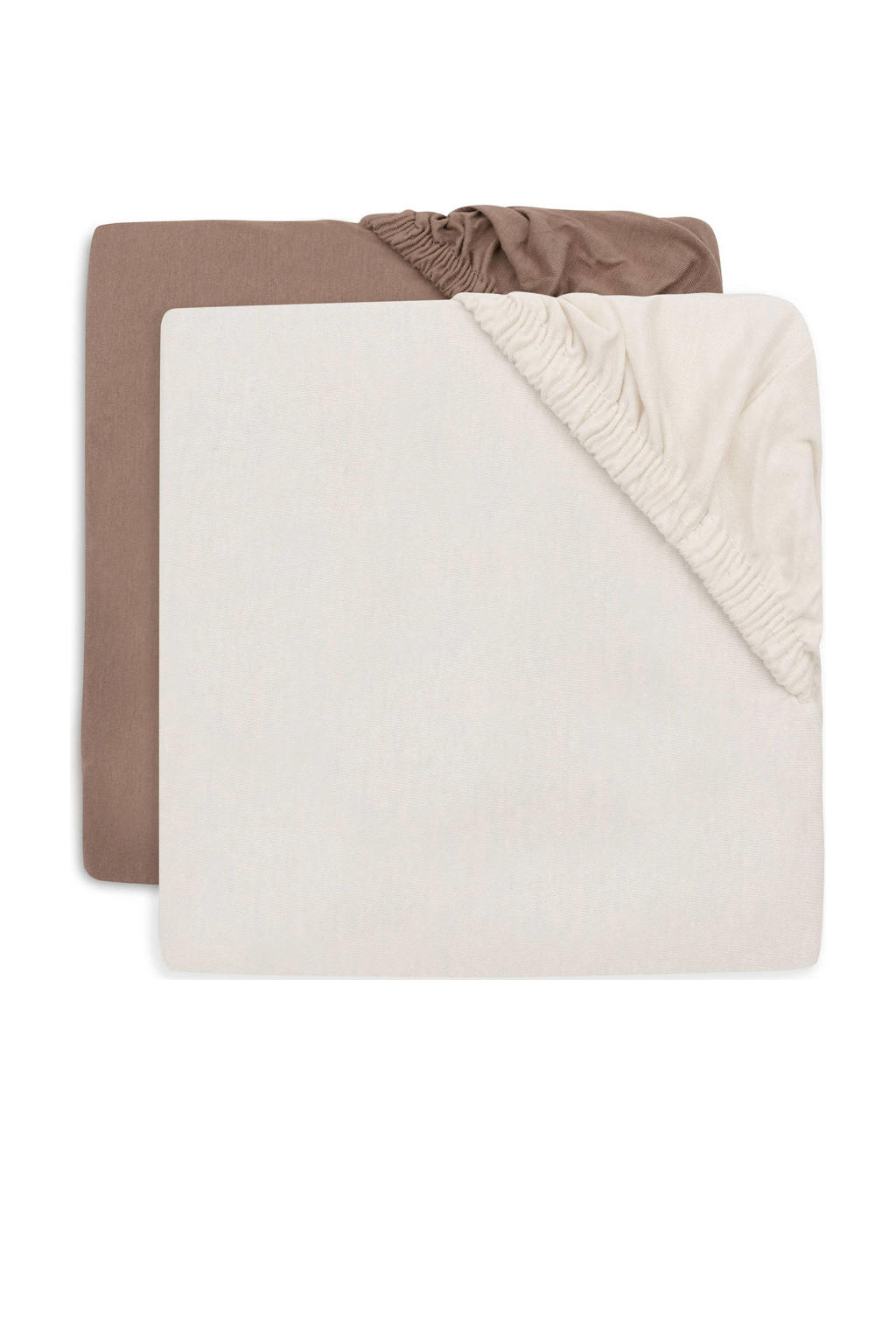 Jollein jersey kinderbed hoeslaken Milky Coffee/Ivory - bruin/offwhite (set van 2)