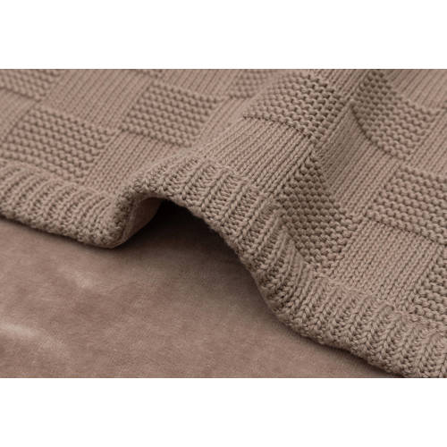 Jollein ledikantdeken Box Knit Milky Coffee/Velvet bruin Babydeken Effen