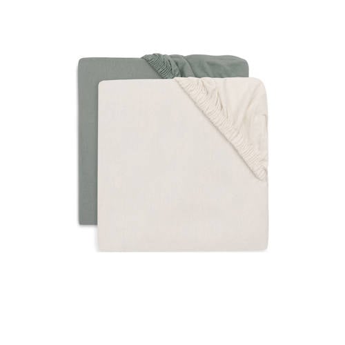 Jollein jersey wieg hoeslaken Sea Green/Ivory - set van 2 groen/ecru Effen