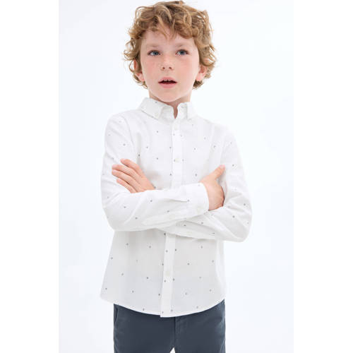 Mango Kids overhemd wit Jongens Katoen Button down All over print - maat 164 afbeelding
