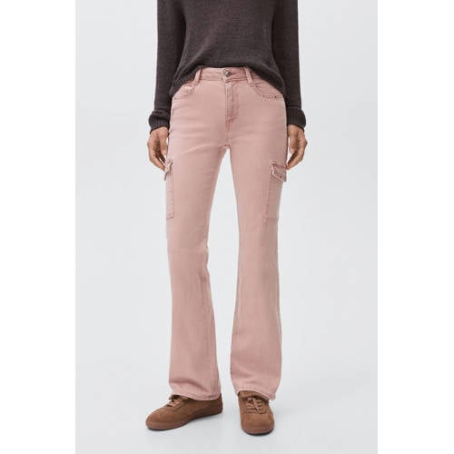 MANGO TEEN flared jeans roze Meisjes Stretchkatoen Effen