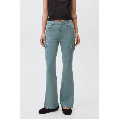 MANGO TEEN flared jeans blauw Meisjes Stretchkatoen Effen