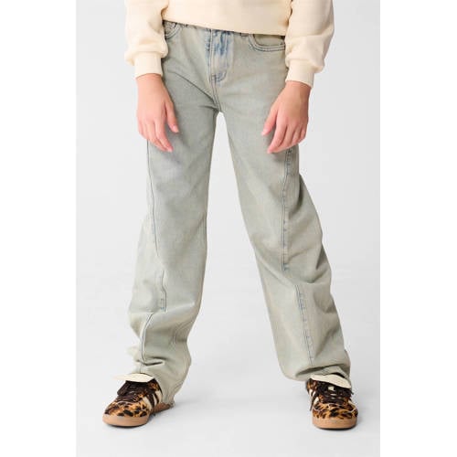 Shoeby barrel high waist barrel jeans washed light blue denim Blauw Effen