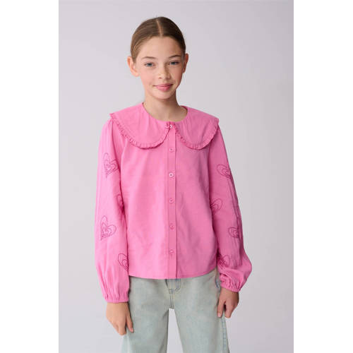 Shoeby blouse met hartjes roze Meisjes Katoen Peter Pan-kraag Hartjes - maat 158/164 afbeelding
