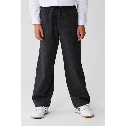 Shoeby wide leg casual broek met krijtstreep grijs Jongens Polyester Krijtstreep - maat 146/152 afbeelding