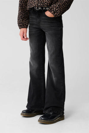 high waist flared jeans black denim