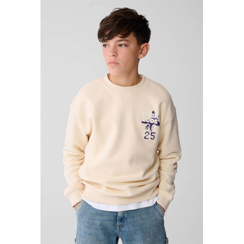 Shoeby sweater met backprint beige Backprint - maat 98/104 afbeelding