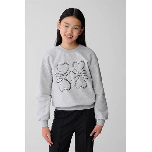 Shoeby sweater grijs met pailletten Printopdruk - maat 122/128 afbeelding