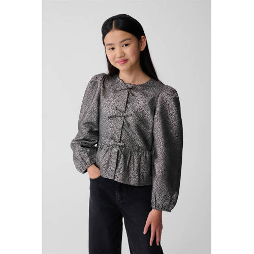 Shoeby blousetop met panterprint zilver Meisjes Polyester Ronde hals Panterprint - maat 158/164 afbeelding
