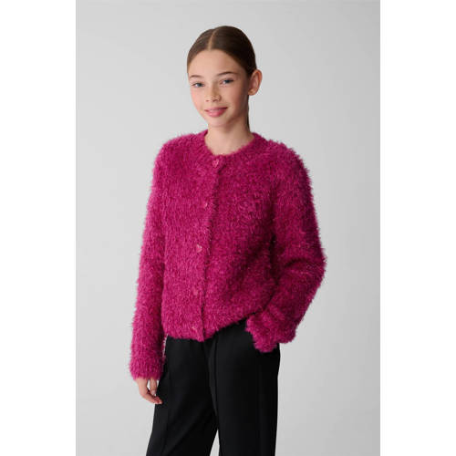 Shoeby vest roze gebreid Meisjes Polyester Ronde hals Effen - maat 134/140 afbeelding