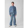 Shoeby wide leg high waist wide leg jeans met hartjes medium blue denim