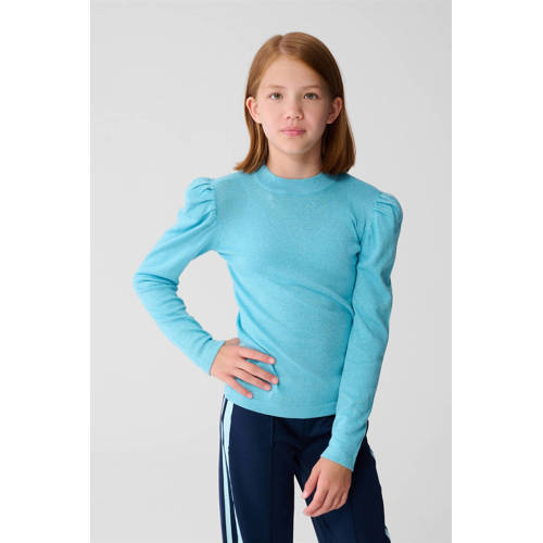 Shoeby longsleeve lichtblauw met glitter Meisjes Viscose Ronde hals Effen - maat 146/152 afbeelding