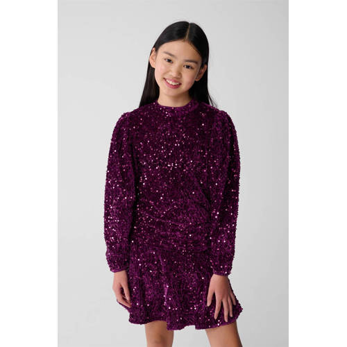 Shoeby blousetop donkerrood met pailletten Meisjes Polyester Ronde hals - maat 158/164 - glitter afbeelding