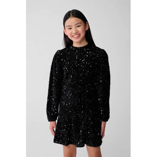 Shoeby blousetop zwart met glitter Meisjes Polyester Ronde hals Effen - maat 146/152 afbeelding