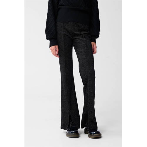 Shoeby wide leg casual broek zwart Meisjes Polyester Effen - maat 170/176 - glitter afbeelding