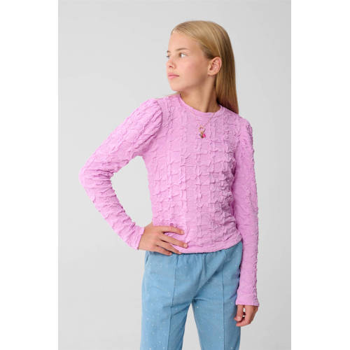 Shoeby gebloemde longsleeve roze Meisjes Viscose Ronde hals All over print - maat 122/128 afbeelding