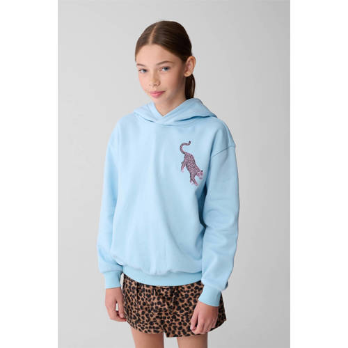 Shoeby hoodie met backprint lichtblauw Sweater Backprint - maat 158/164 afbeelding