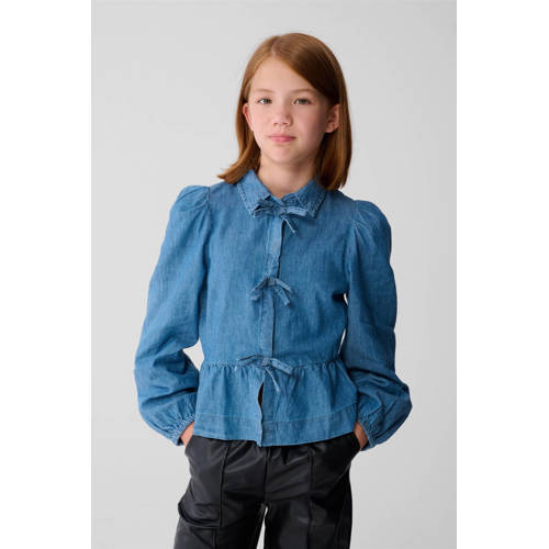 Shoeby denim blousetop medium blue denim Blauw Effen - maat 170/176 afbeelding