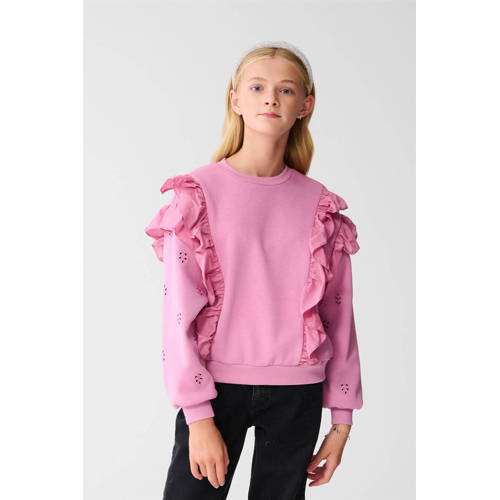 Shoeby sweater roze broderie Effen - maat 134/140 | Sweater van Shoeby afbeelding