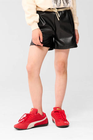 imitatieleren regular casual short zwart