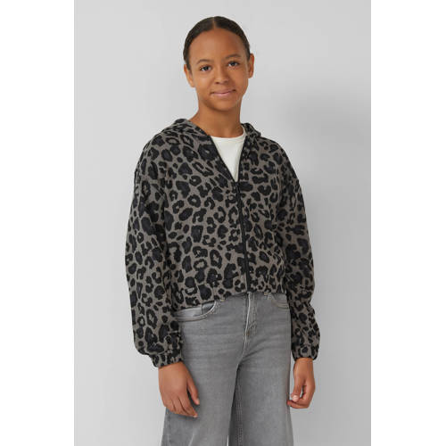 s.Oliver sweatvest grijs Meisjes Polyester Capuchon Dierenprint