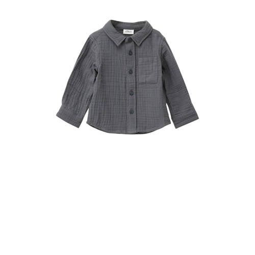 s.Oliver overhemd antraciet Grijs Jongens Katoen Klassieke kraag Effen