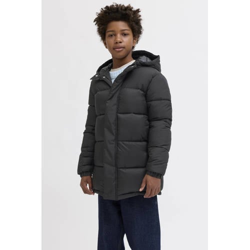 JACK & JONES JUNIOR gewatteerde jas gebreid zwart Jongens Polyester Capuchon - maat 152 afbeelding