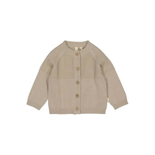 LEVV Newborn cardigan beige gebreid Vest Jongens Katoen Ronde hals Effen