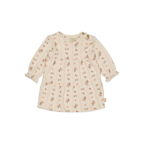 LEVV Newborn gebloemde korte jurk beige Meisjes Katoen Ronde hals Bloemen - maat 68 afbeelding