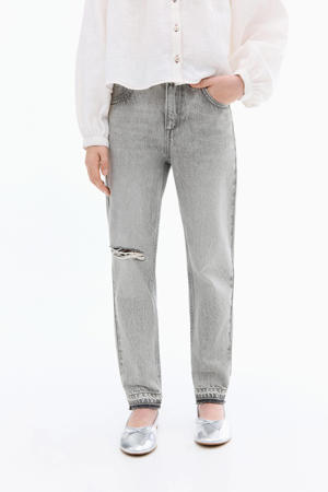 low waist mom jeans grey denim