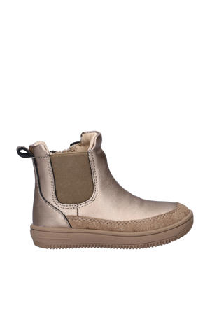 leren enkelboots goud
