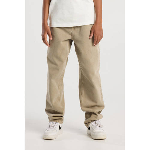 America Today relaxed  waist loose fit jeans beige Jongens Denim Effen - maat 134/140 afbeelding
