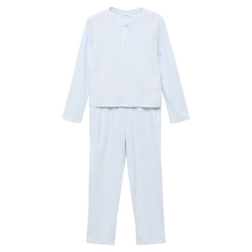 Mango Kids pyjama pastelblauw Meisjes Katoen Ronde hals All over print