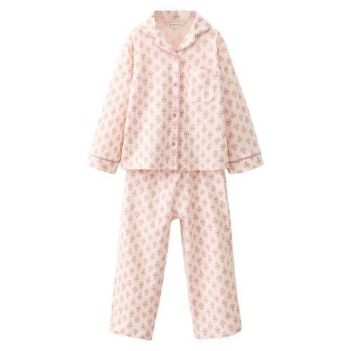 Mango Kids pyjama roze Meisjes Katoen Klassieke kraag All over print
